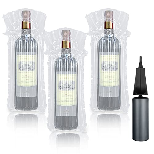 RILIHII【50枚 ポンプ付】ワイン梱包用エアー緩衝材 エアマッスル エアパッキン エアクッション材 衝撃吸収 梱包 ワイン荷物や壊れ物を保護しアイテム